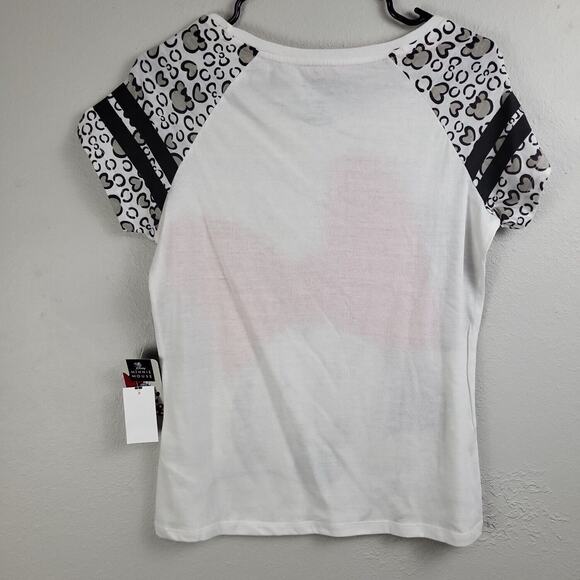 Disney‎ Womens White Minnie Mouse Short Sleeve Pullover Pajama Top Size Small - Picture 2 of 7